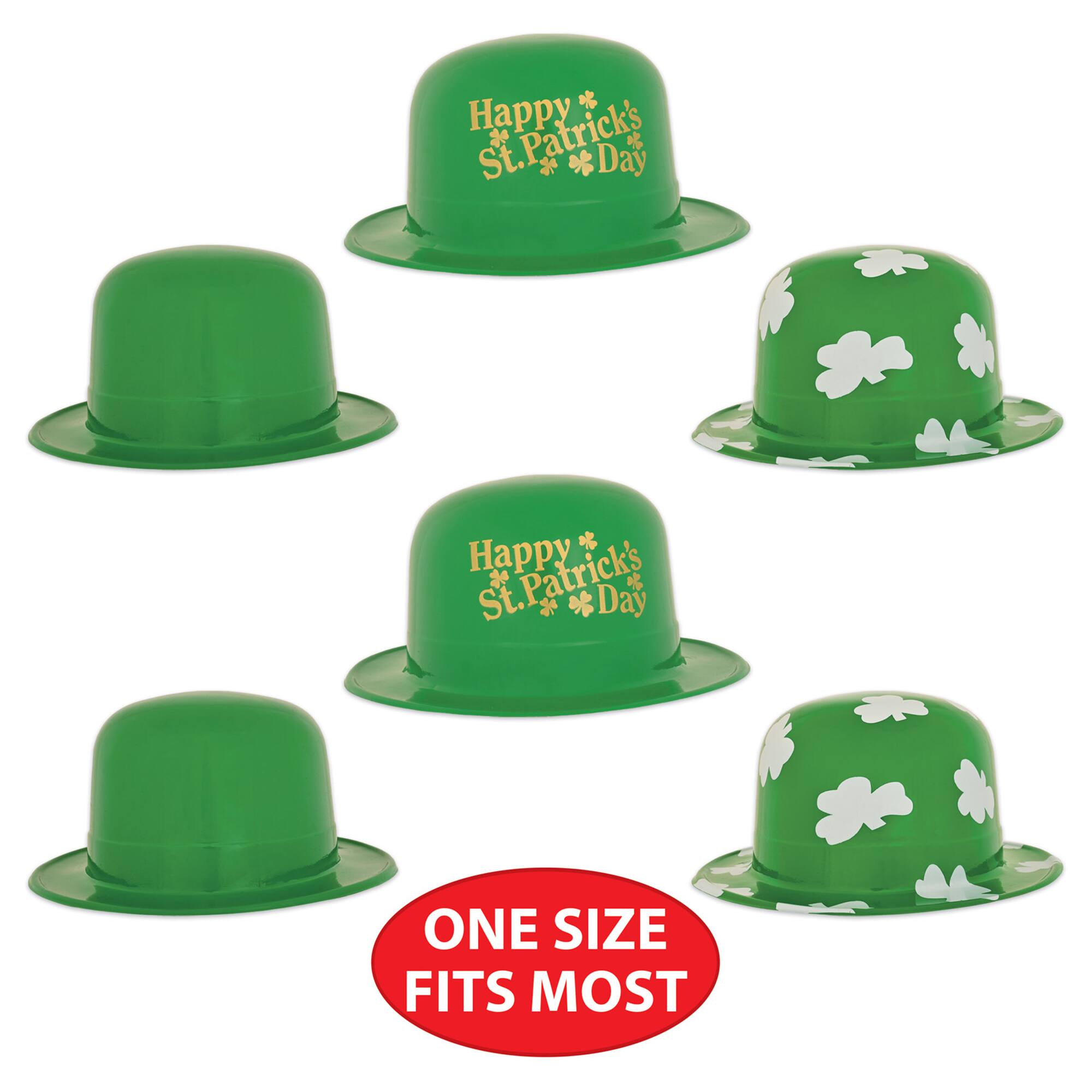Beistle Green St Patrick's Plastic Derby Hats, 6ct.
